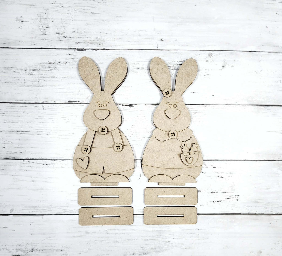 Prim Easter Bunny Couple Shelf Sitters