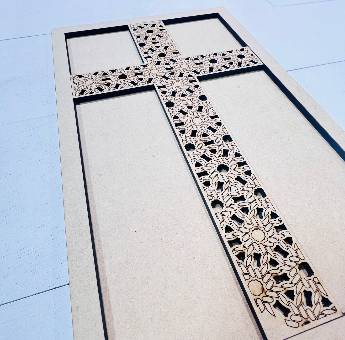 Framed Cross with Detailed Etching Blank