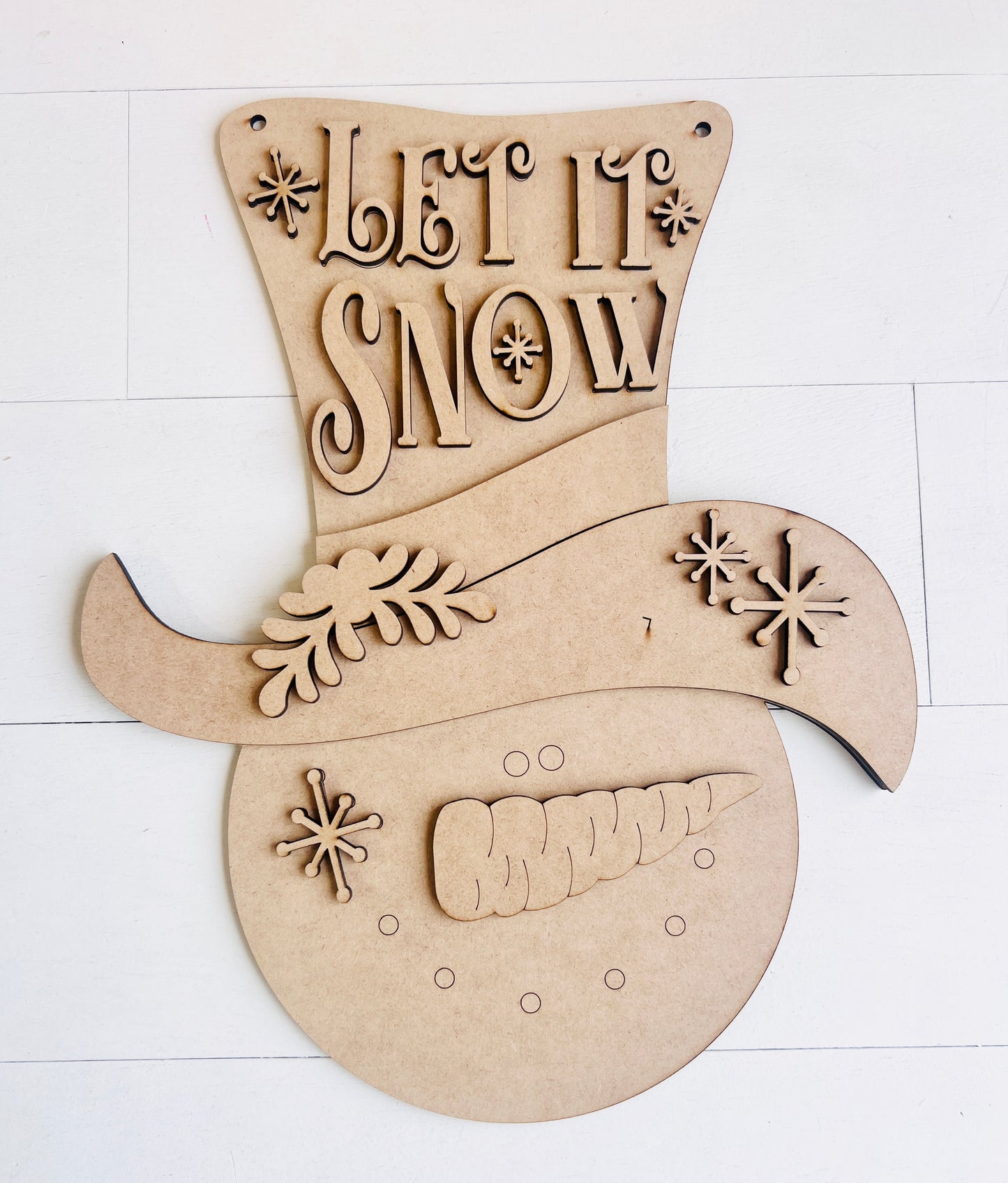 Let It Snow Snowman Door Hanger (14”)