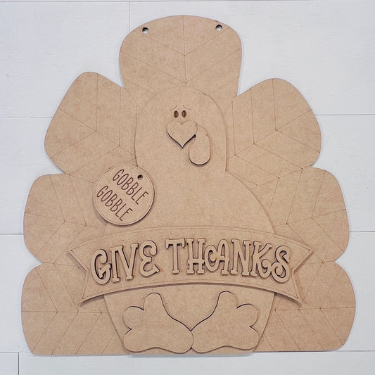 Give Thanks Turkey Door Hanger
