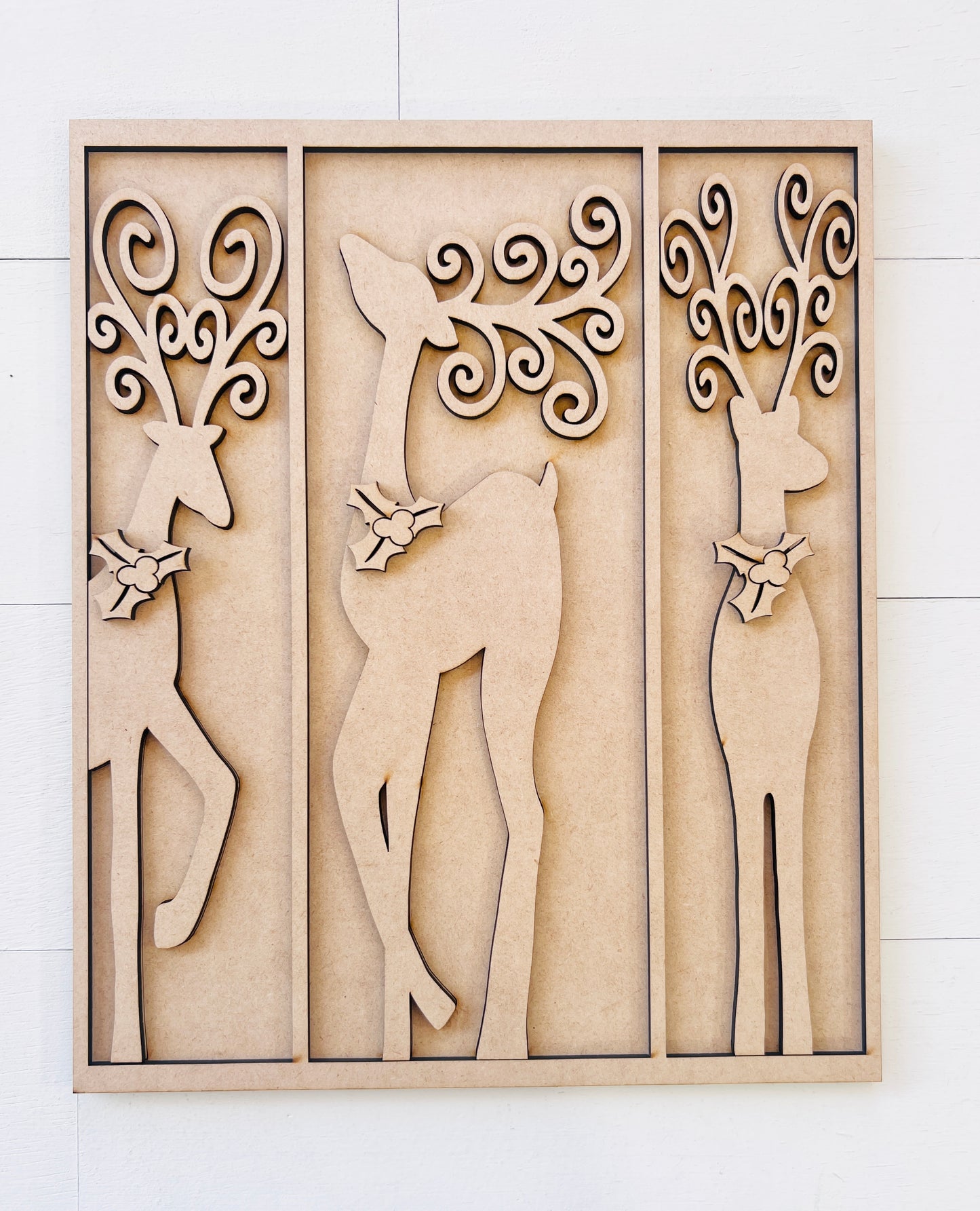 Reindeer Trio Layered Panel