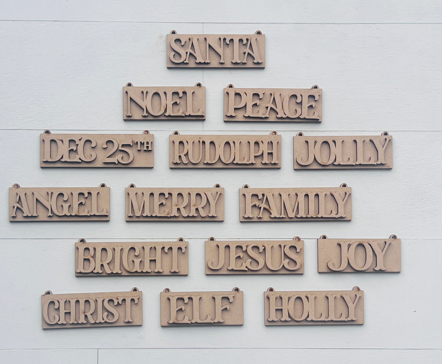 Christmas Word Ornaments – Set of 15