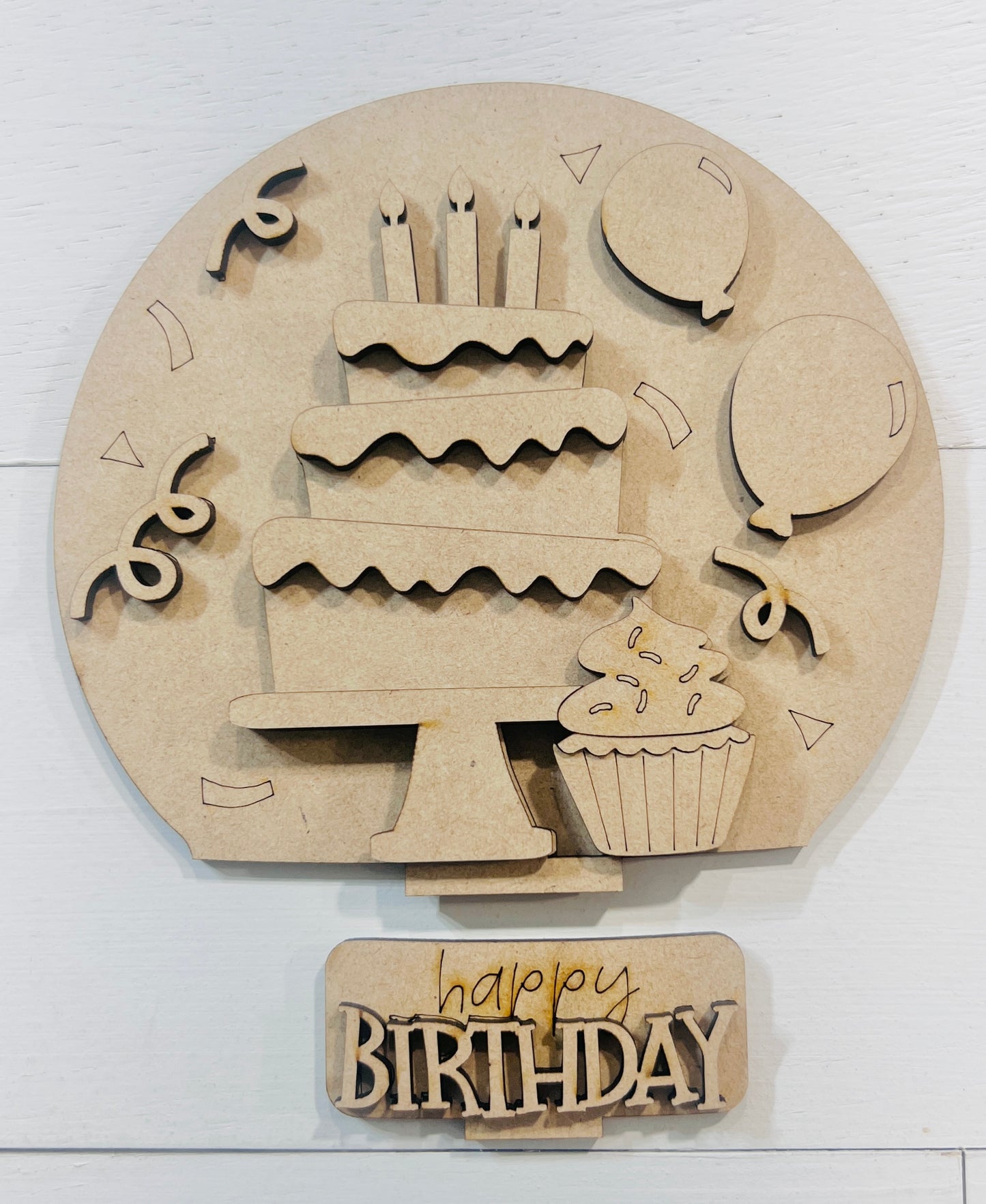 Happy Birthday Cake Snow Globe Insert
