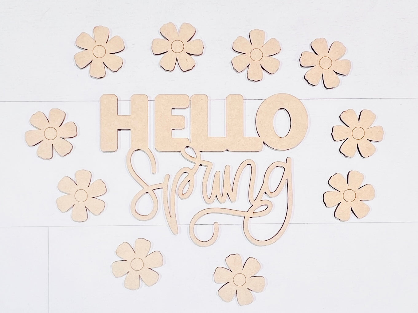 Hello Spring Script w/10 Daisy Cutout BLANKS