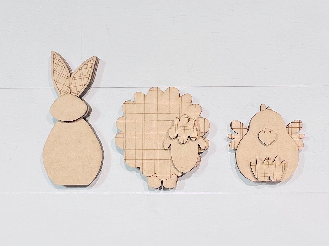 Plaid Easter Animal Trio DIY Blank