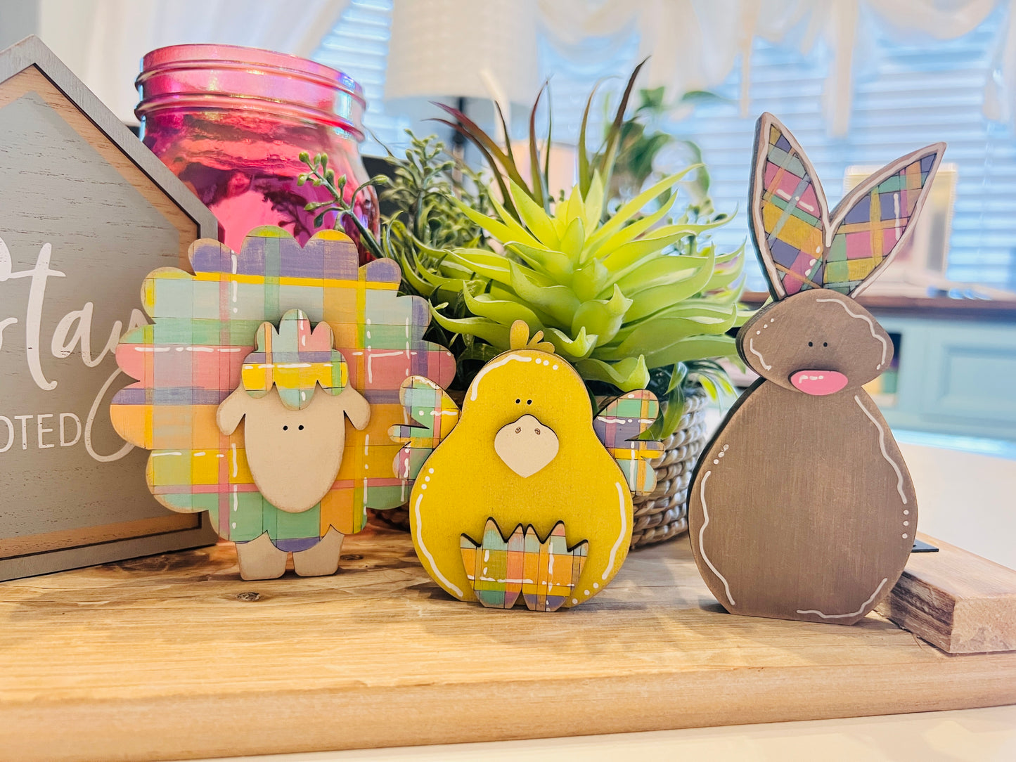 Plaid Easter Animal Trio DIY Blank