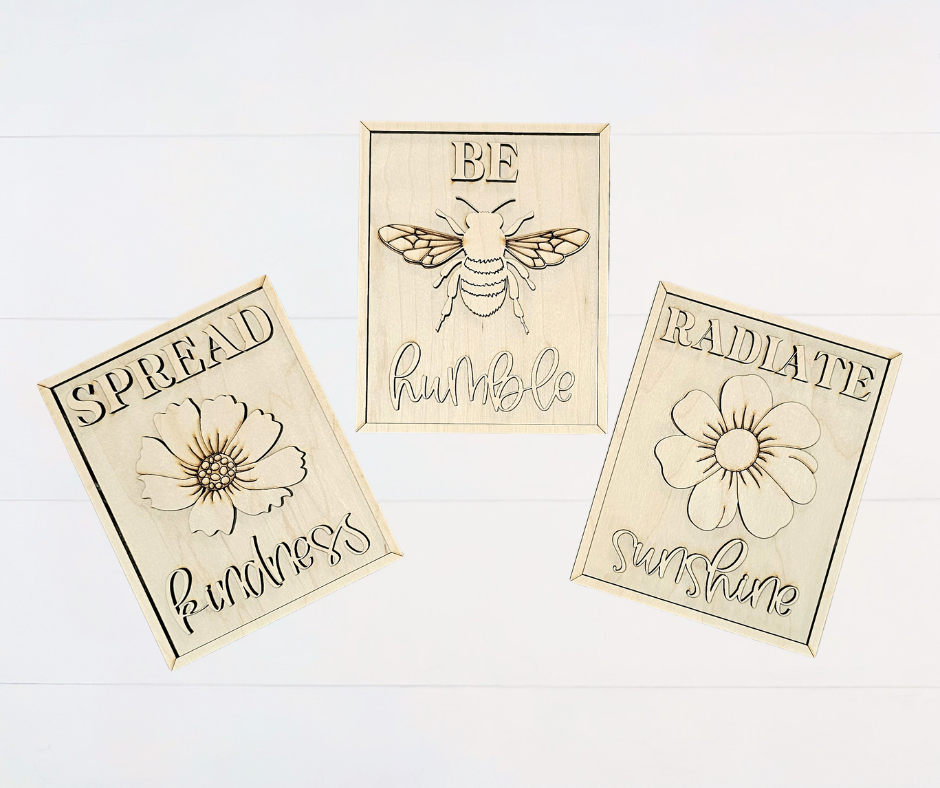 Bees + Blooms - Sign Trio DIY Blank