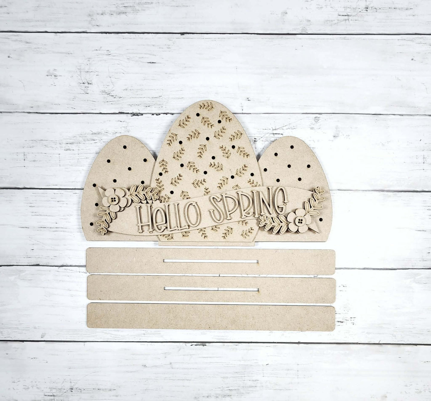 Prim Easter Hello Spring Lighted Shelf Sitter