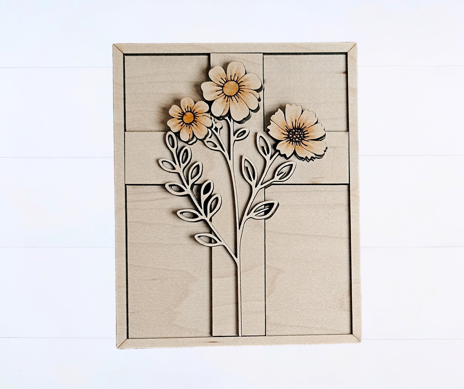 Floral Cross Sign DIY Blank