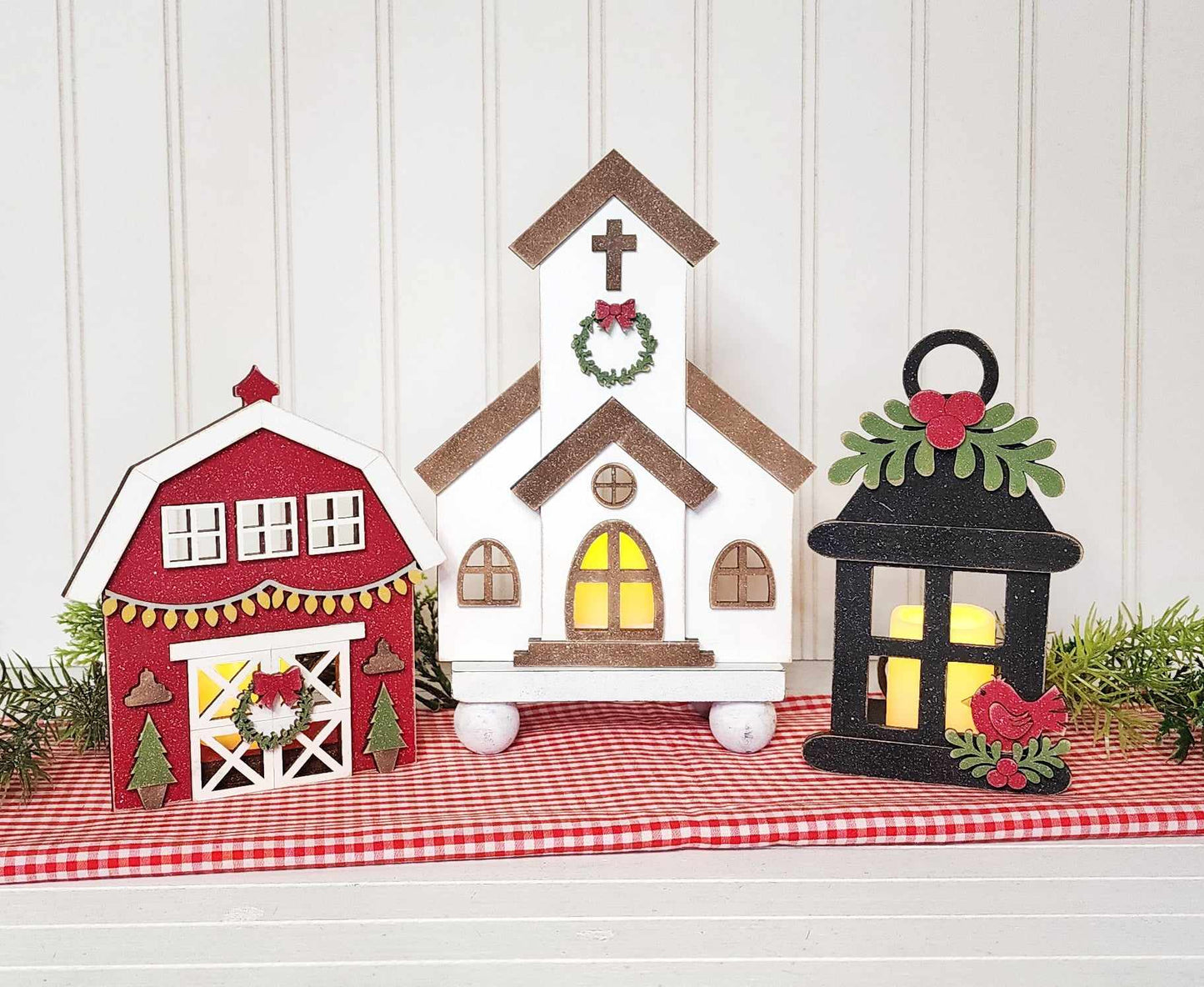 Country Christmas Tealight Holders