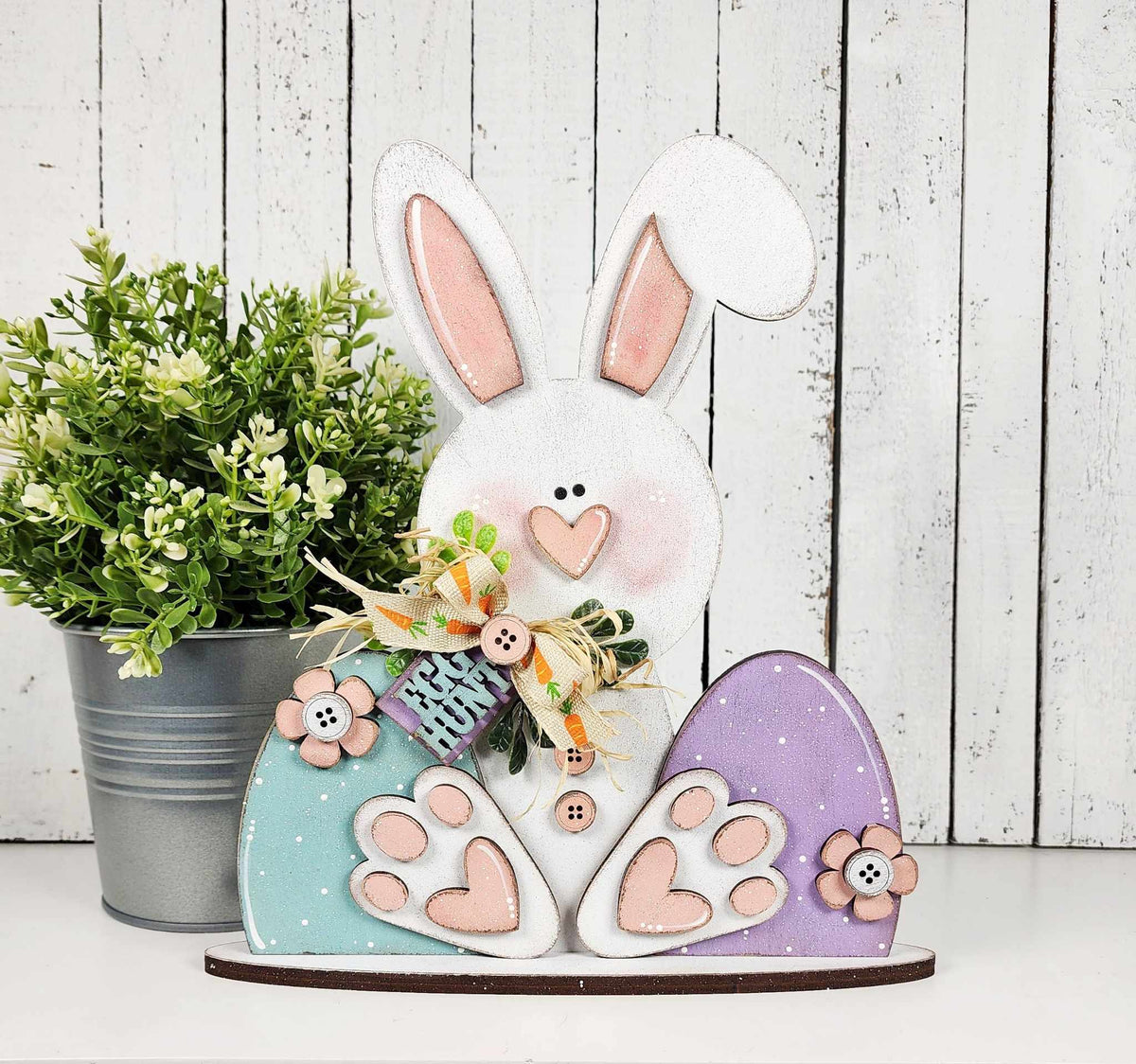 Primitive Bunny and Easter Eggs Sitter
