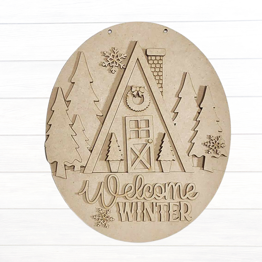 Welcome Winter Door Hanger Wood Blank