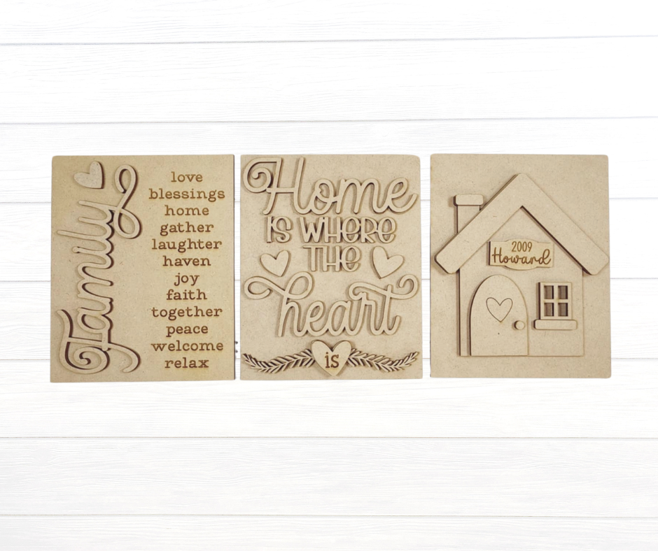 Family & Home Trio Sign DIY BLANK - 284
