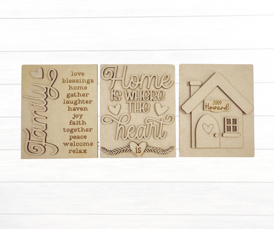 Family & Home Trio Sign DIY BLANK