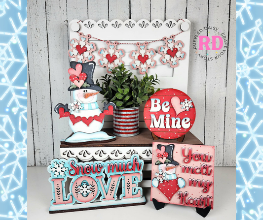 Valentine Snowman Decor Set