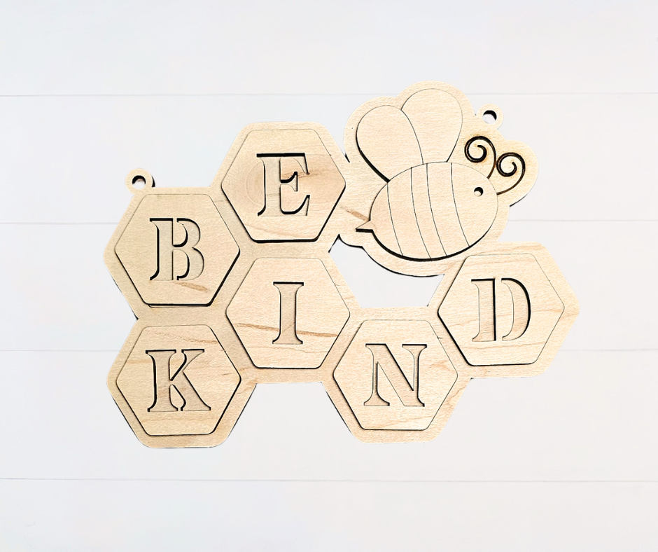 Bees + Blooms - "Bee Kind" Mini Hanger DIY Blank