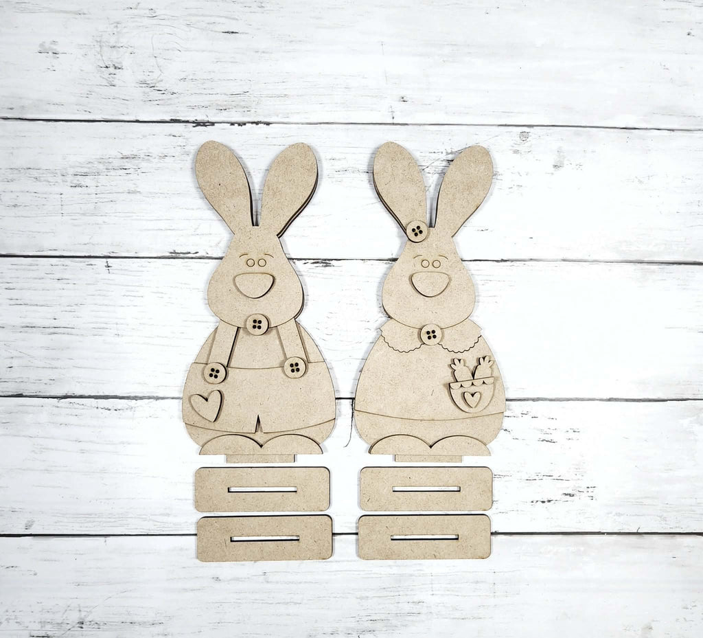 Prim Easter Bunny Couple Shelf Sitters