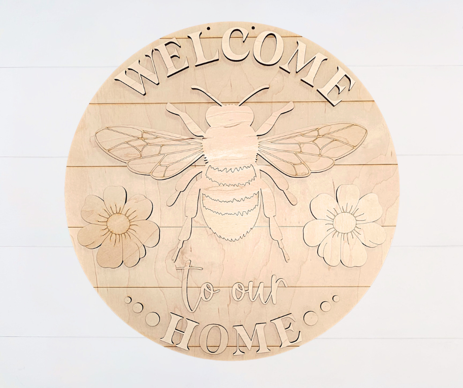 Bees + Blooms - "Welcome to Our Home" Round DIY Blank