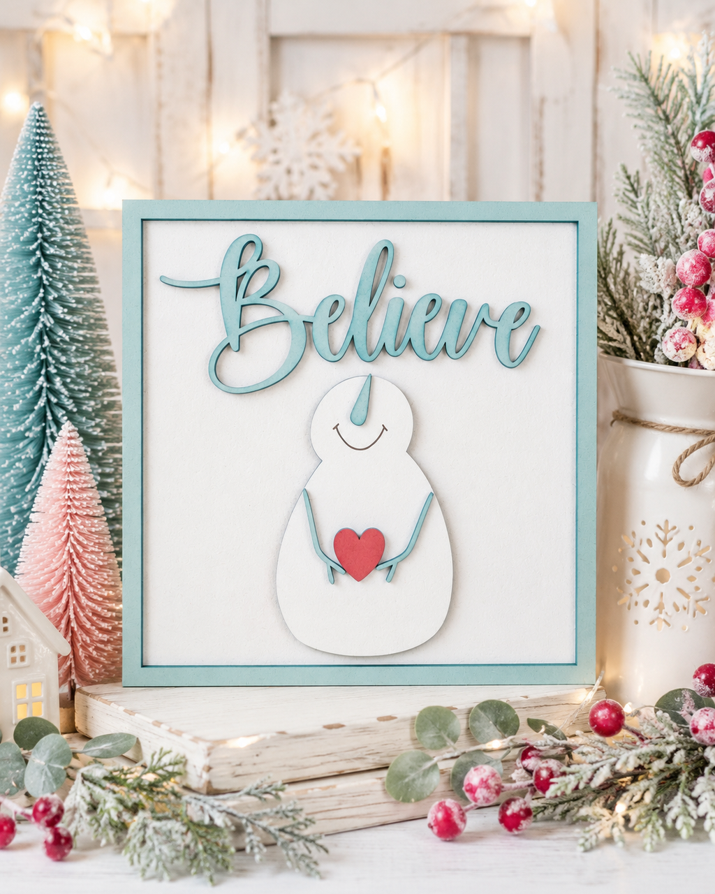 Believe Snowman Sign - 213