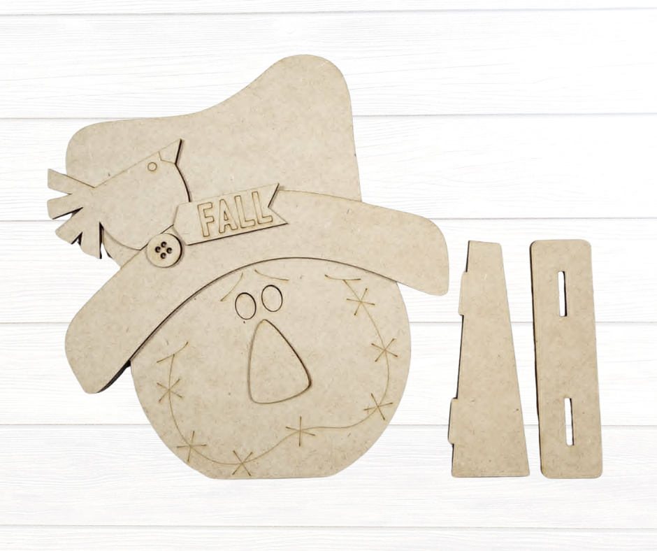 Happy Harvest Scarecrow Head Topper with Stand BLANK
