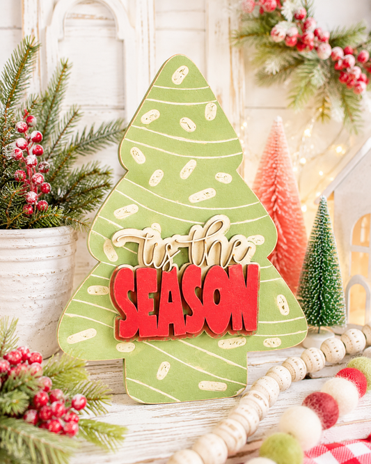 Tis The Season Frosted Tree Sign