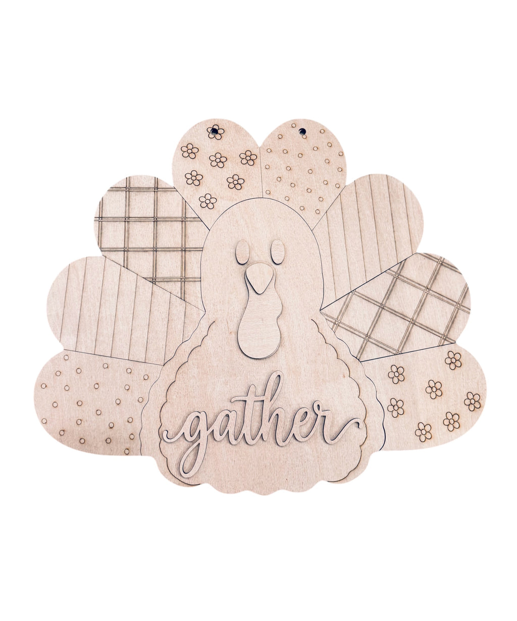 Gather Patchwork Turkey Door Hanger