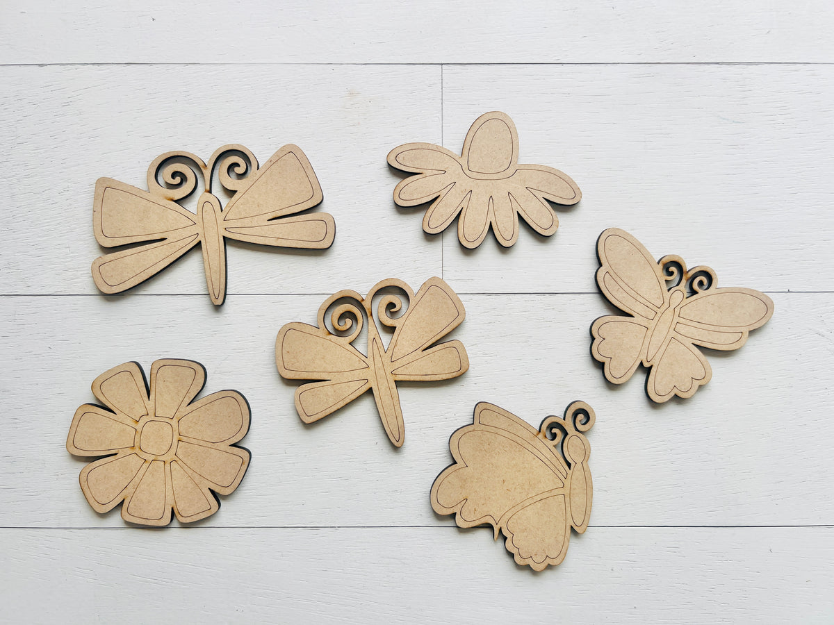 Dragonfly and Flowers Magnets