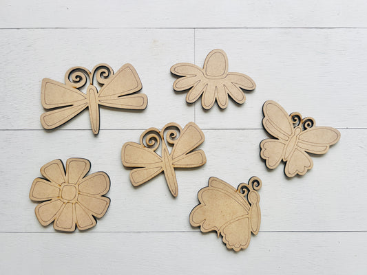 Dragonfly and Flowers Magnets