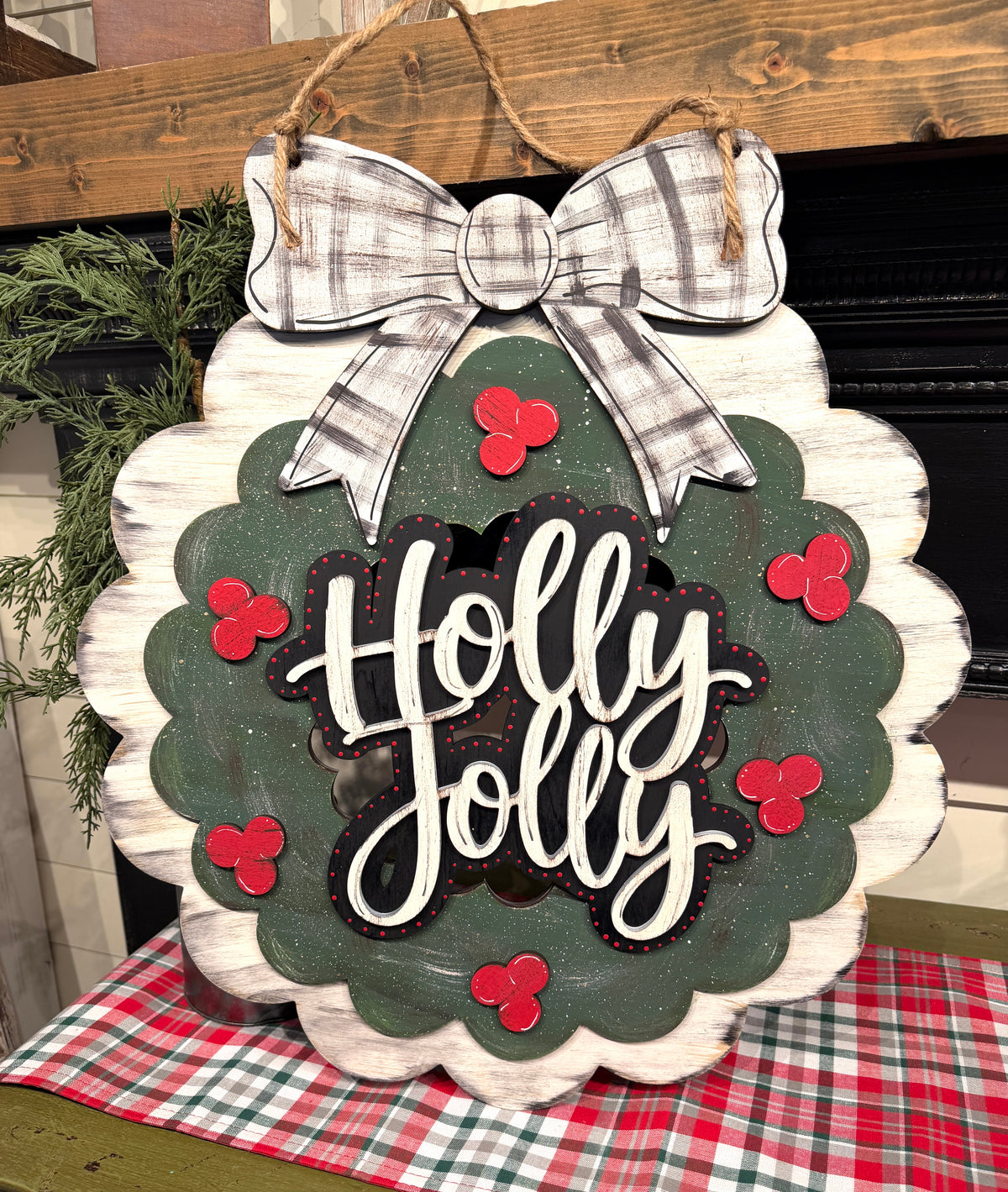 Holly Jolly Wreath Door Hanger