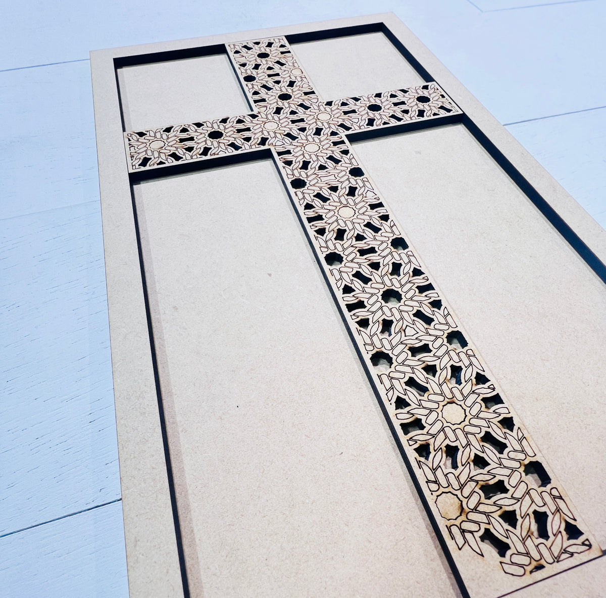 Framed Cross with Detailed Etching Blank