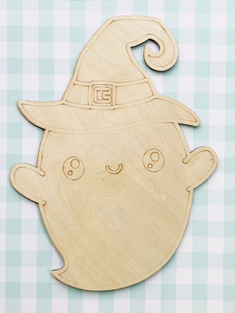 Ghost with Witch Hat Door Hanger BLANK