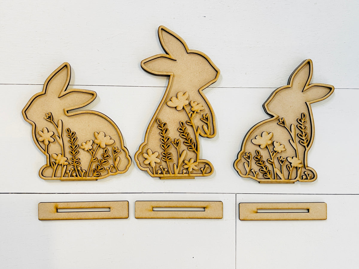 Floral Bunny Shelf Sitters DIY KIT