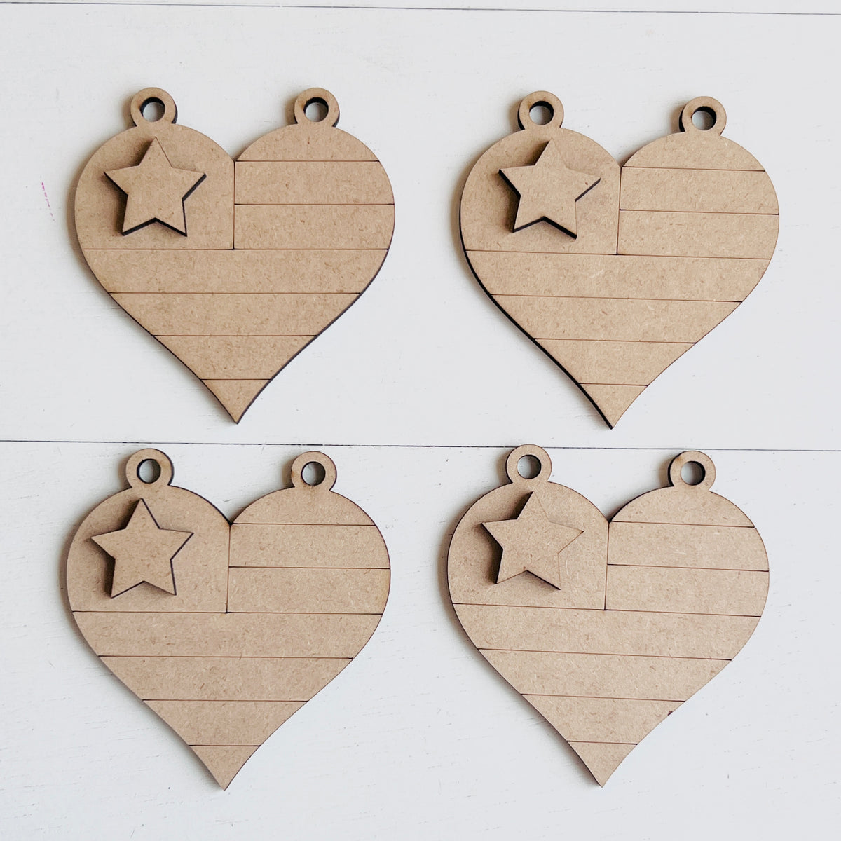 Patriotic Heart Ornaments – Set of 4 - 580