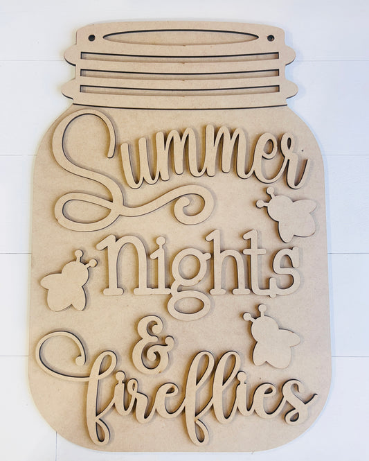 Summer Nights and Fireflies Door Hanger