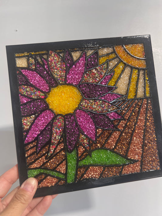 Mosaic Flower Crushed Glass