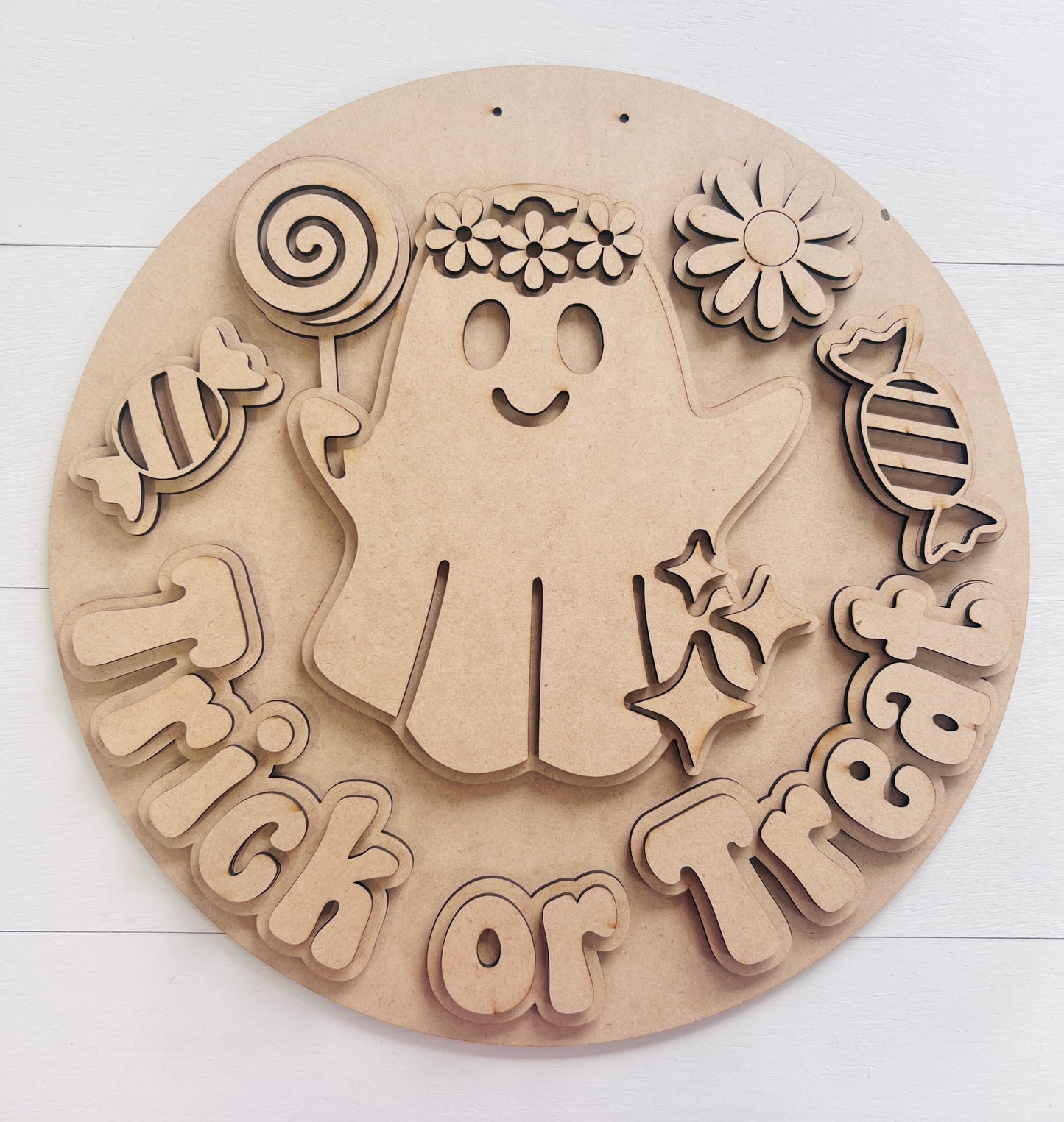 Spooky Season Trick or Treat Ghost Door Hanger