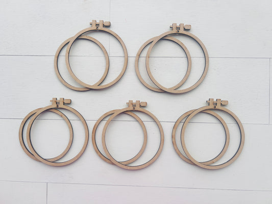 Embroidery Hoop Ornaments - Set of 5