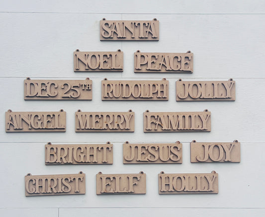 Christmas Word Ornaments – Set of 15