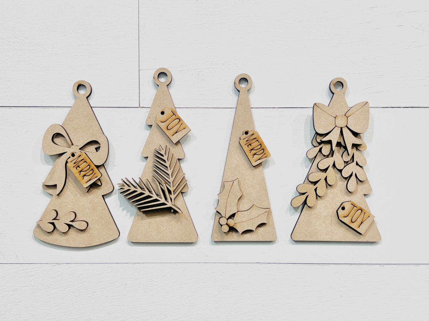 Layered Christmas Tree Ornaments – Set of 4