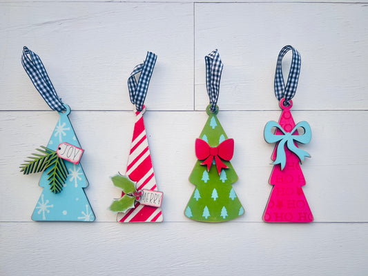 Layered Christmas Tree Ornaments – Set of 4