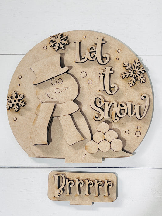 Let It Snow Snowman Snow Globe Insert
