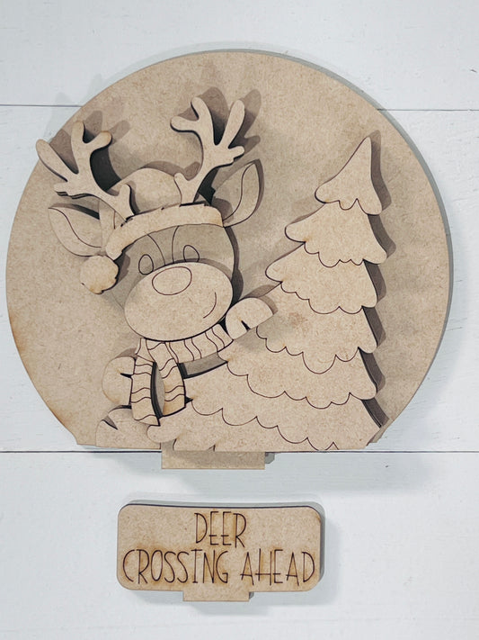 Deer and Christmas Tree Snow Globe Insert
