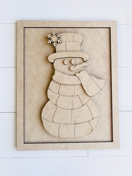 Patchwork Snowman Sign