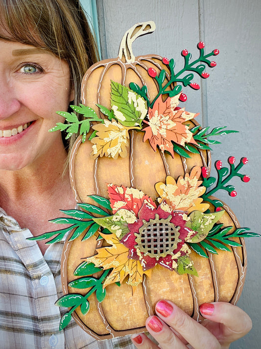 Floral Layered Pumpkin Shelf Sitter DIY KIT