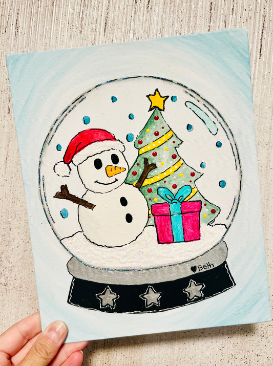 Snowman Snow Globe Painting Class (Recorded)