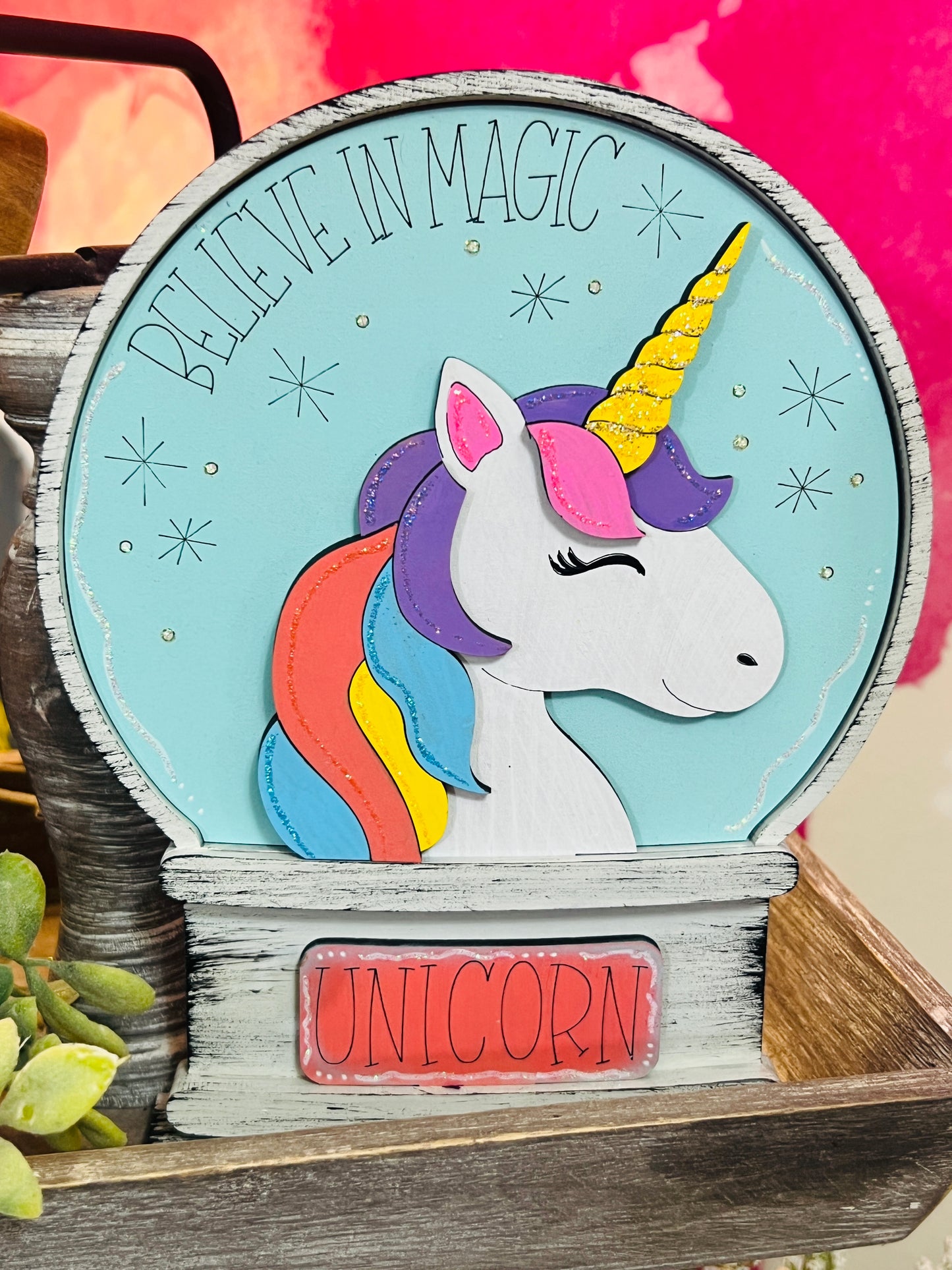 Believe in Magic Unicorn Snow Globe Insert