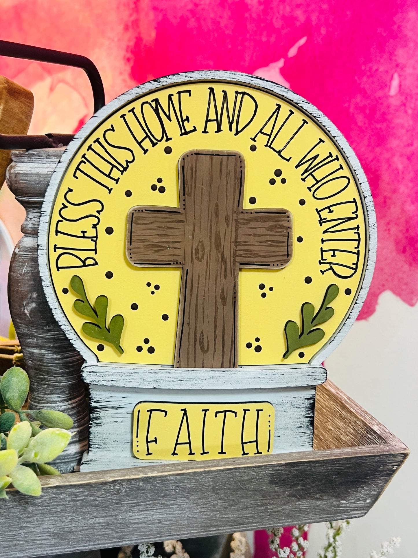 Bless This Home Cross Snow Globe Insert