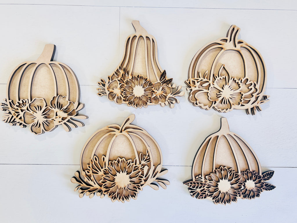 Mini Layered Floral Pumpkins Set DIY Kit - 365
