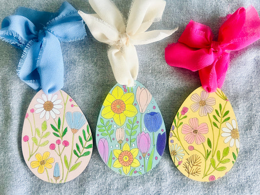 Etched Floral Easter Tags - set of 3