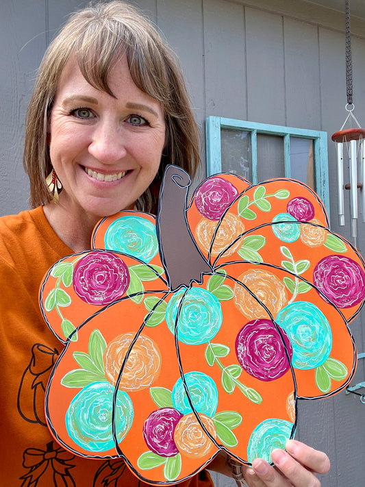 Floral Pumpkin Door Hanger DIY